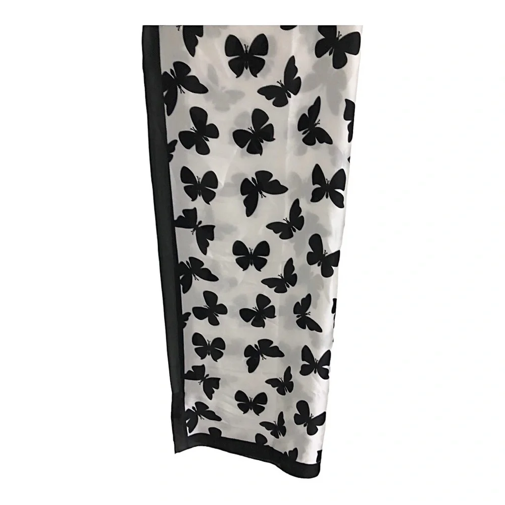 Juicy Couture black & white butterfly‎ print scarf wrap shawl ~35.5”x35.5 new